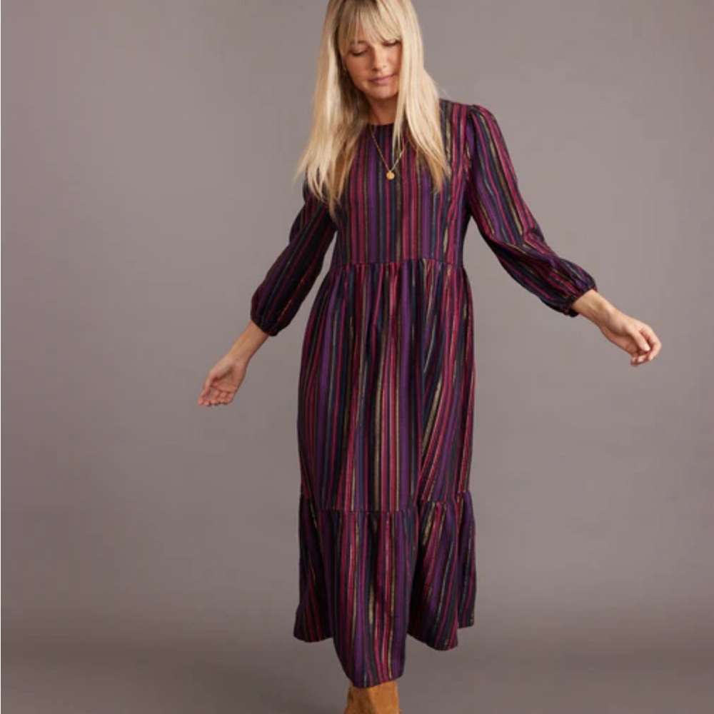 Marine Layer Alice Midi Dress in Lurex Multi Stripe